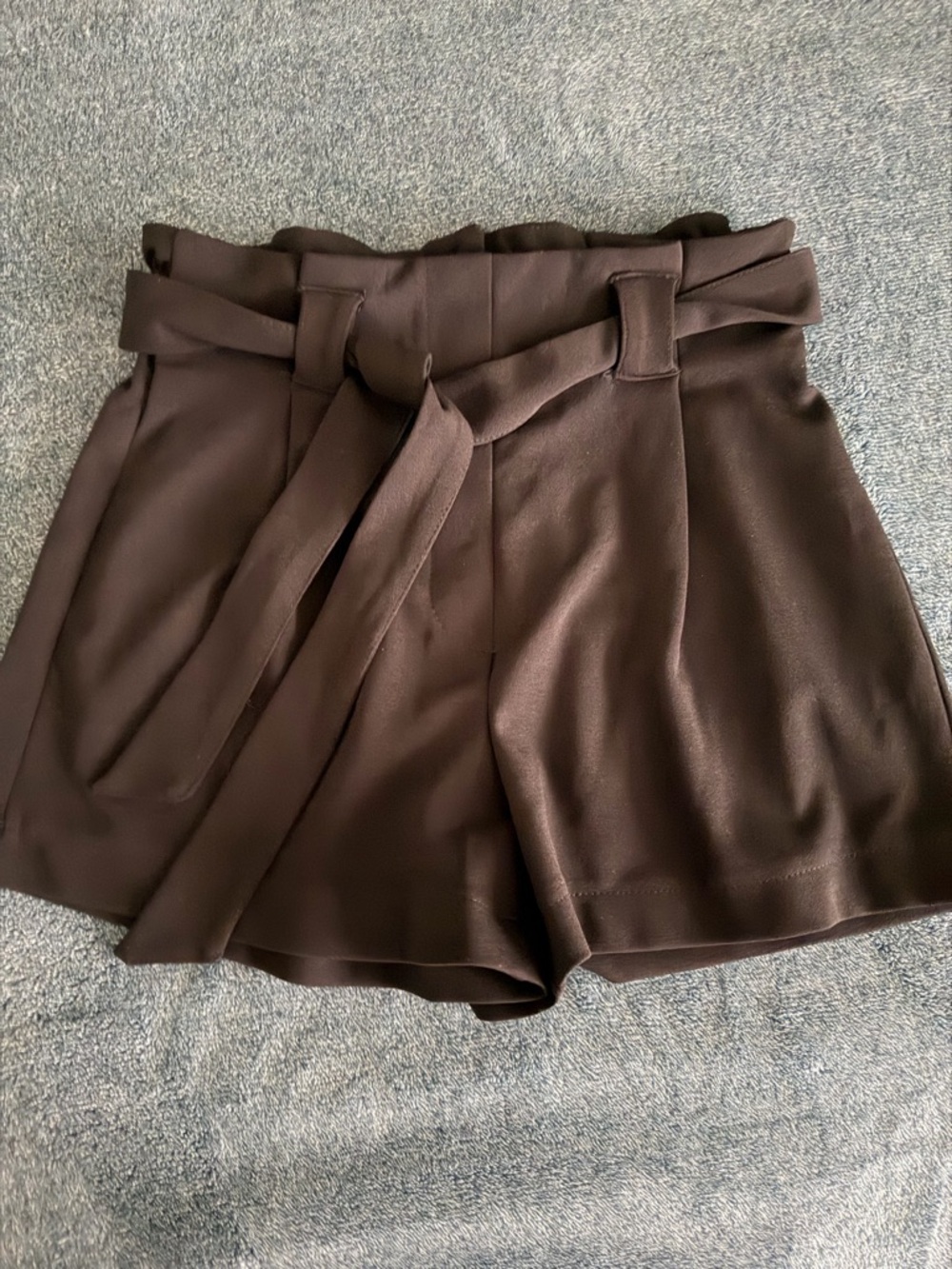 High-Waist Paperbag Belted Women's Shorts - black
